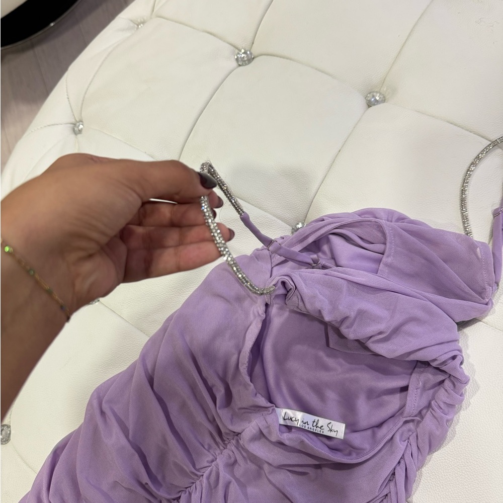 Lavender Ruched Dress - Picture 5 of 5